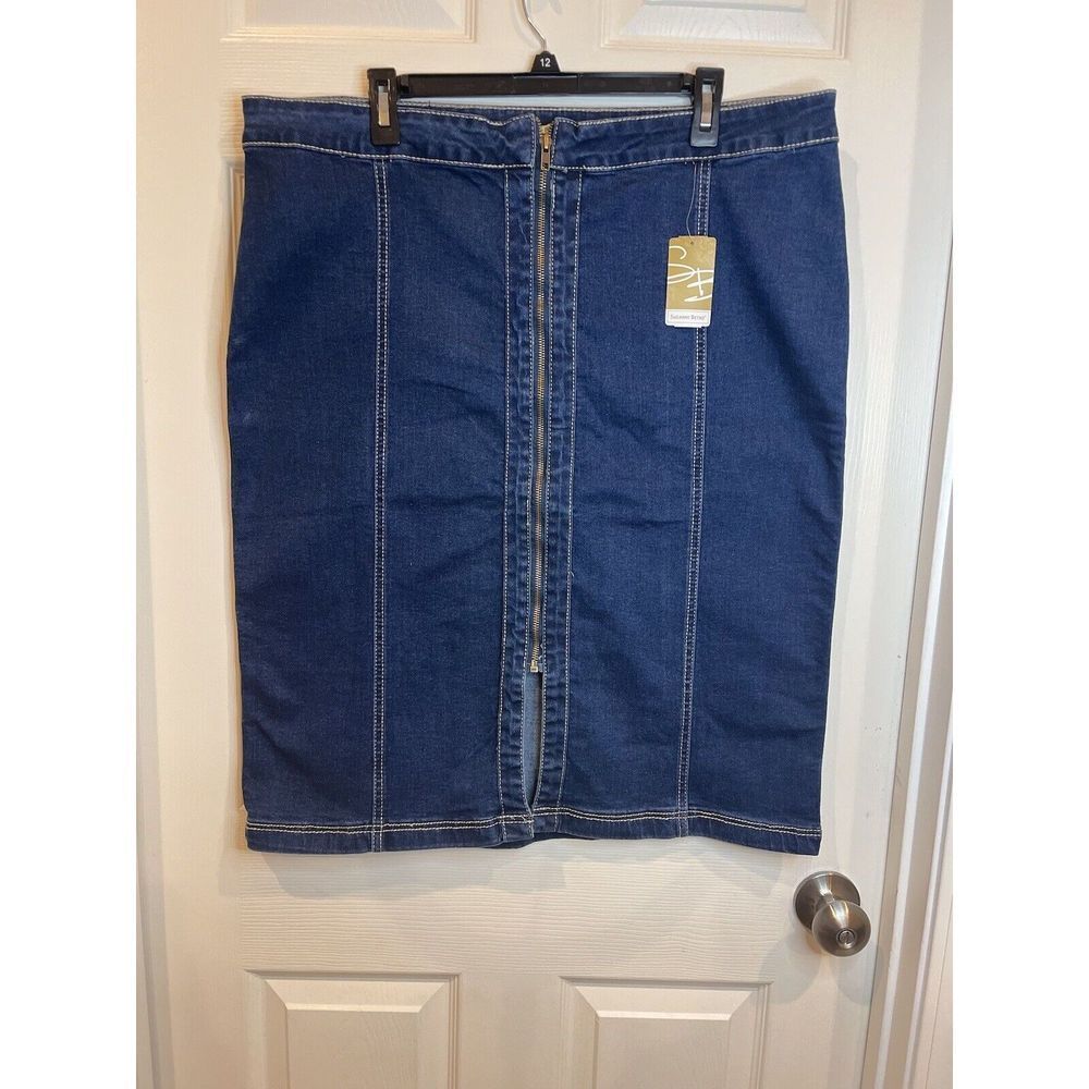 Suzanne Betro Denim Jean Skirt Size 20 Dark Wash Zipper Front